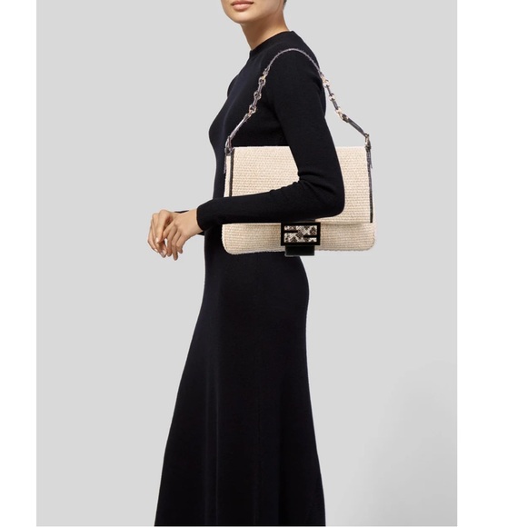 Fendi Rare Raffia Elaphe Python Buckle Forever Big Mama Bag - Picture 2 of 16